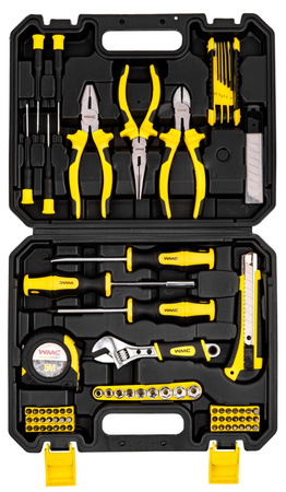 Zestaw narzędziowy klucze nasadowe wkrętaki bity 82 el WMC