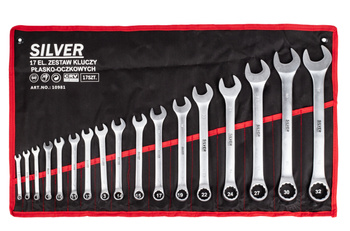 Zestaw kluczy płasko-oczkowych 6-32mm klucze 17 elem. + płachta SILVER
