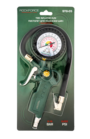 Pistolet do pompowania kół opon z manometrem manometr pompka samochodowa 16 bar ROCKFORCE