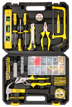 Zestaw narzędziowy klucze nasadowe wkrętaki bity nasadki walizka 650 elem. WMC