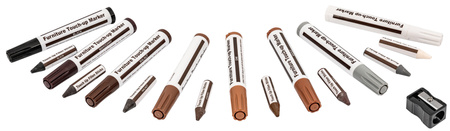 Zestaw naprawczy do drewna (mebli, paneli podłogowych, przedmiotów drewnianych) - markery + wosk - 17el FALON-TECH