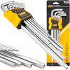 Zestaw klucze imbusowe crv imbusy długie torx z otworem T10H - T50H 9el JCB