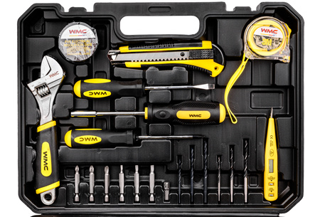 Zestaw narzędziowy 68 el. z wkrętarką 12 V WMC