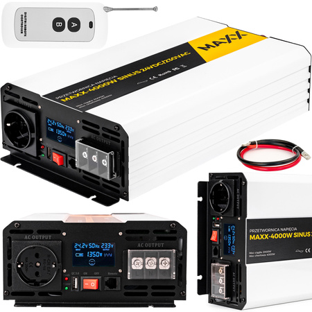 Przetwornica prądu napięcia czysty sinus 24v 230v 2000/4000w MAXX 4SUN