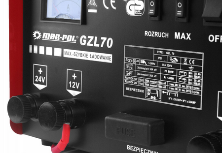 Prostownik samochodowy z rozruchem do akumulatorów 200a 12v 24v 50-500ah MAR-POL