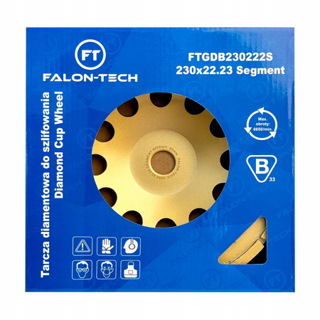 Tarcza diamentowa do szlifowania betonu garnkowa segmentowa 230mm 22,2mm FALON-TECH