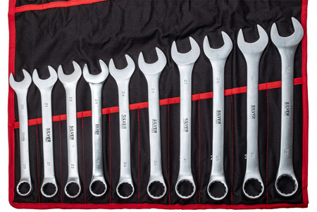 Klucze płasko oczkowe torx wygięte typ c półotwarte 47 sztuk płachta SILVER