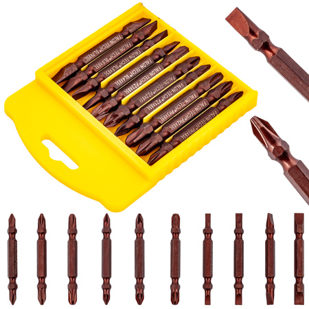 Zestaw bity podwójne 65 mm końcówka dwustronna do wkrętarki wiertarki 10 el FALON-TECH