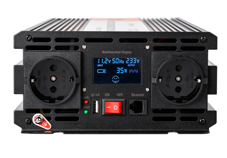 Przetwornica prądu napięcia UPS sinus 12v 230v MAXX 1000/2000W LCD PILOT 4SUN