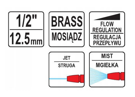 Zraszacz pistoletowy ogrodowy do podlewania mosiądz YATO