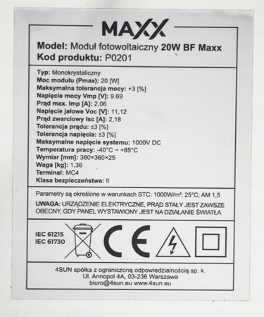 Panel solarny składany podwójny zewnętrzny bateria słoneczna 2x20W 12V 4SUN