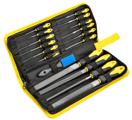 Zestaw pilników do metalu drewna iglaki tarniki zdzieraki proste etui 18el FALON-TECH