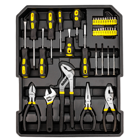 Zestaw narzędzi kluczy bitów nasadek skrzynia walizka na kółkach 186 el WMC