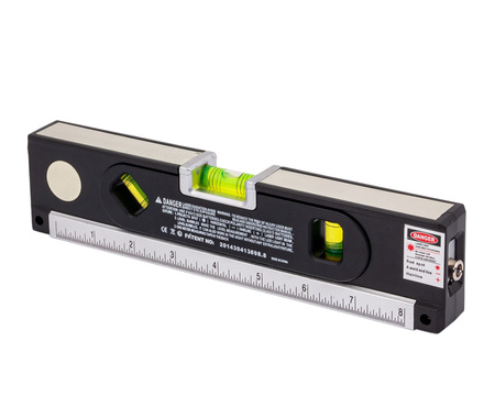 Poziomica laserowa z miarką standardową i zwijaną 150cm +LED GEKO
