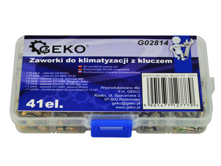 Zaworki do klimatyzacji samochodu - zestaw zaworków z kluczem GEKO