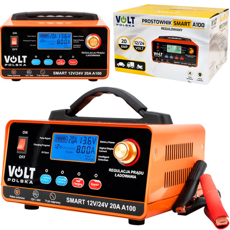 Prostownik akumulatorowy inteligentny SMART A100 ładowarka 12V / 24V 20A Volt Polska