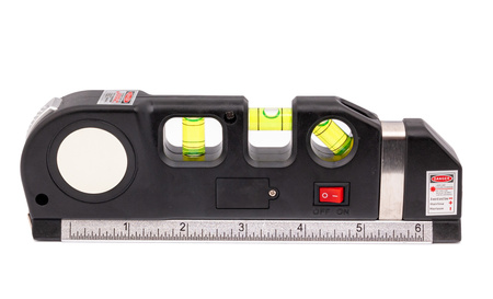 Poziomica laserowa z miarką standardową i zwijaną 250cm +LED GEKO