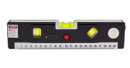 Poziomica laserowa z miarką standardową i zwijaną 150cm +LED GEKO