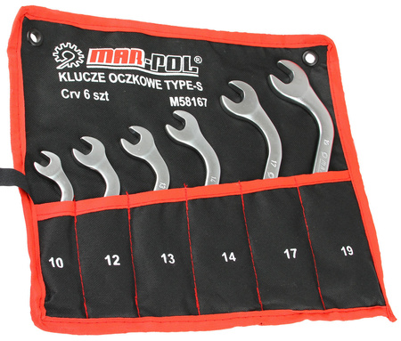 Klucze płasko oczkowe gięte do alternatorów TYP S 10-19 6 elem MAR-POL