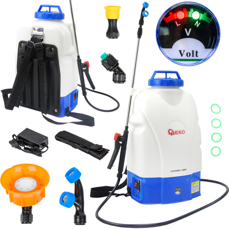 Opryskiwacz akumulatorowy ciśnieniowy plecakowy elektryczny 4 dysze 20l GEKO