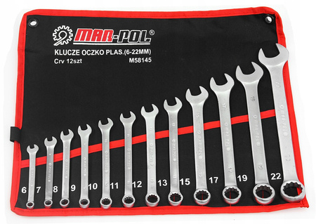 Klucze płasko oczkowe 6-22 mm 12 el klucze płaskie MAR-POL