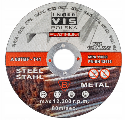 Tarcze tarcza 125 x 1,0 mm do cięcia metalu stali inox zestaw 5 sztuk INTER VIS PLATINIUM