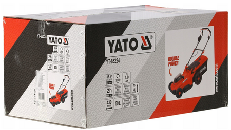Kosiarka akumulatorowa do trawy bezszczotkowa 36V 2x4Ah system 2x18V 43cm YT-85224 YATO