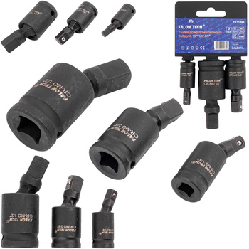 Zestaw przegubów kulistych udarowych 1/4 3/8 1/2 (3szt) FALON-TECH