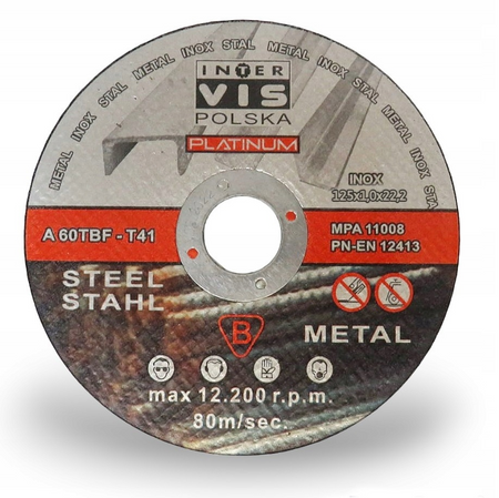 Zestaw tarcz do cięcia metalu stali 125x1.2x22.23 mm 100 szt FALON-TECH