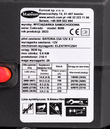 Wyciągarka colorado fast gear 8000lbs TITANIUM WINCH