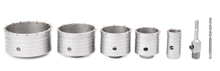 Zestaw frezów otwornic do betonu muru 7el koronka widia walizka 40-120mm FALON-TECH