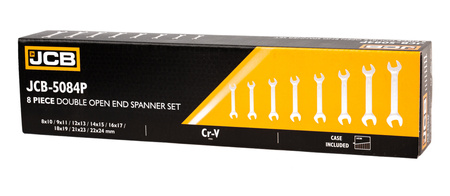 Klucze płasko oczkowe dwustronne zestaw płachta satyna Cr-V 8el 8-24mm JCB