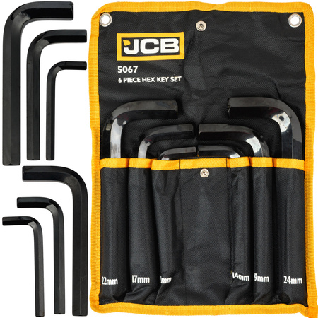 Zestaw klucze imbusowe wkrętaki imbusy krótkie CRV płachta 6 el 12-24 mm JCB