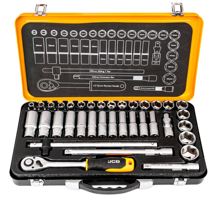Zestaw klucze nasadowe z grzechotką 36 elementów 1/2" JCB