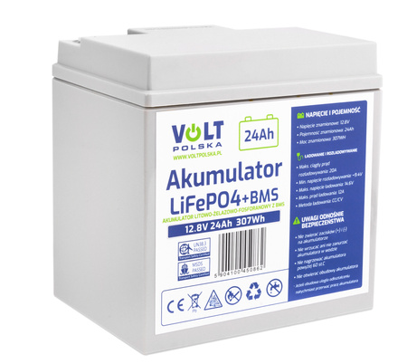 Akumulator LiFePo4 24Ah 20A 12V BMS VOLT POLSKA