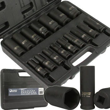 Nasadki udarowe Klucze nasadowe Zestaw 1/2" 10-32 mm 16 sztuk BJC