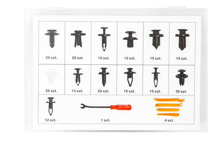 Zestaw spinki samochodowe klipsy tapicerki kołki łyżki etui 230 szt FALON-TECH