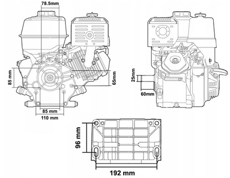 Silnik spalinowy z rozrusznikiem spalinowy benzynowy 15KM wał 25mm MAR-POL