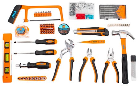 Zestaw narzędziowy klucze nasadowe wkrętaki bity 180 el. ISMA