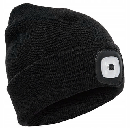Czapka zimowa uniwersalna z latarką czołówka led usb FORSAGE