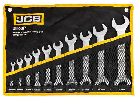 Klucze płasko oczkowe dwustronne zestaw płachta satyna Cr-V 10el 8-36mm JCB