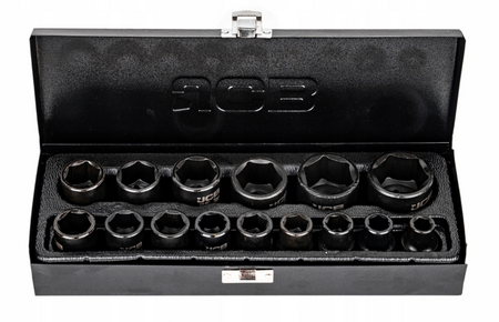 Zestaw nasadki udarowe nasadowe do klucz pneumatyczne 1/2" 10-32mm 15el JCB