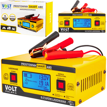 Prostownik ładowarka do akumulatora LCD 6/8/12/14/16/24V 15A SMART A80 VOLT POLSKA