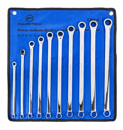 Zestaw klucze oczkowe z grzechotką do napinaczy 10 elem. 8-19 mm FALON-TECH