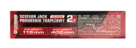 Zestaw podnośnik lewarek trapezowy klucz teleskopowy do wymiany kół + nasadki 2T FORCEKRAFT