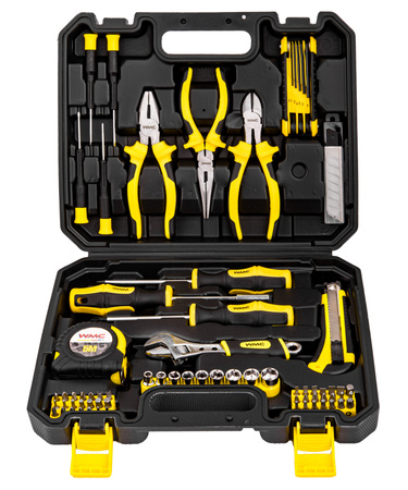 Zestaw narzędziowy klucze nasadowe wkrętaki bity 82 el WMC