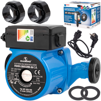 Pompa cyrkulacyjna obiegowa do pieca C.O. 25-60/180 + śrubunki 5-45W DIAMOND
