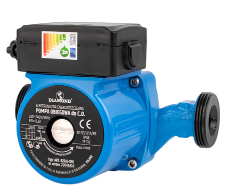 Pompa cyrkulacyjna obiegowa do pieca C.O. 25-60/180 + śrubunki 5-45W DIAMOND