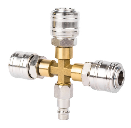 Rozgałęźnik trójnik pneumatyczny do kompresora szybkozłączka typ X 1/4" FALON-TECH