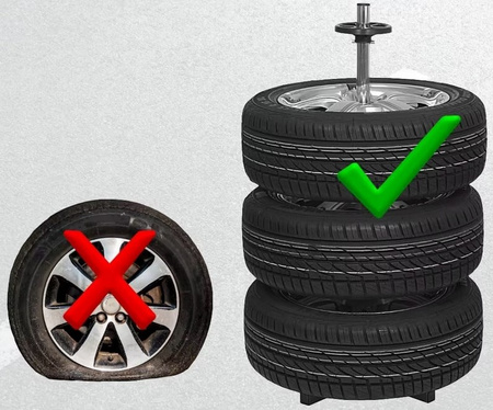 Stojak na opony koła felgi regał pionowy z kółkami na 4 opony do garażu SILVER